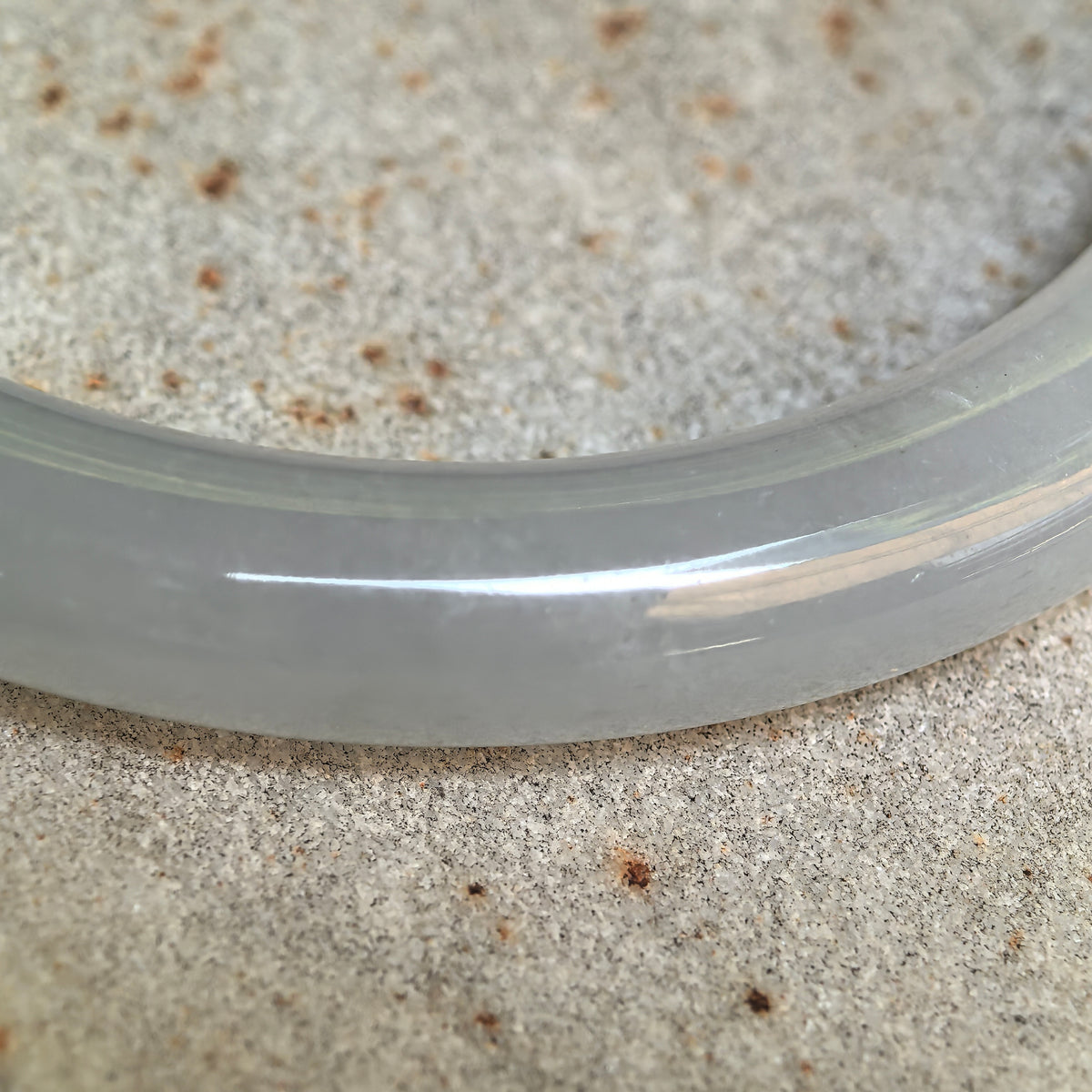 Icy Glutinous White Slim Round Jadeite Bangle -53mm