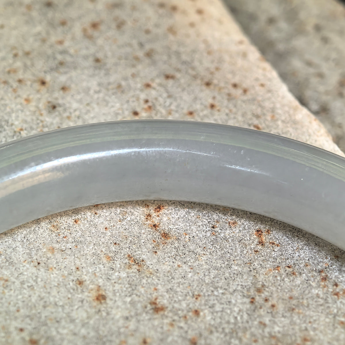 Icy Glutinous White Slim Round Jadeite Bangle -53mm