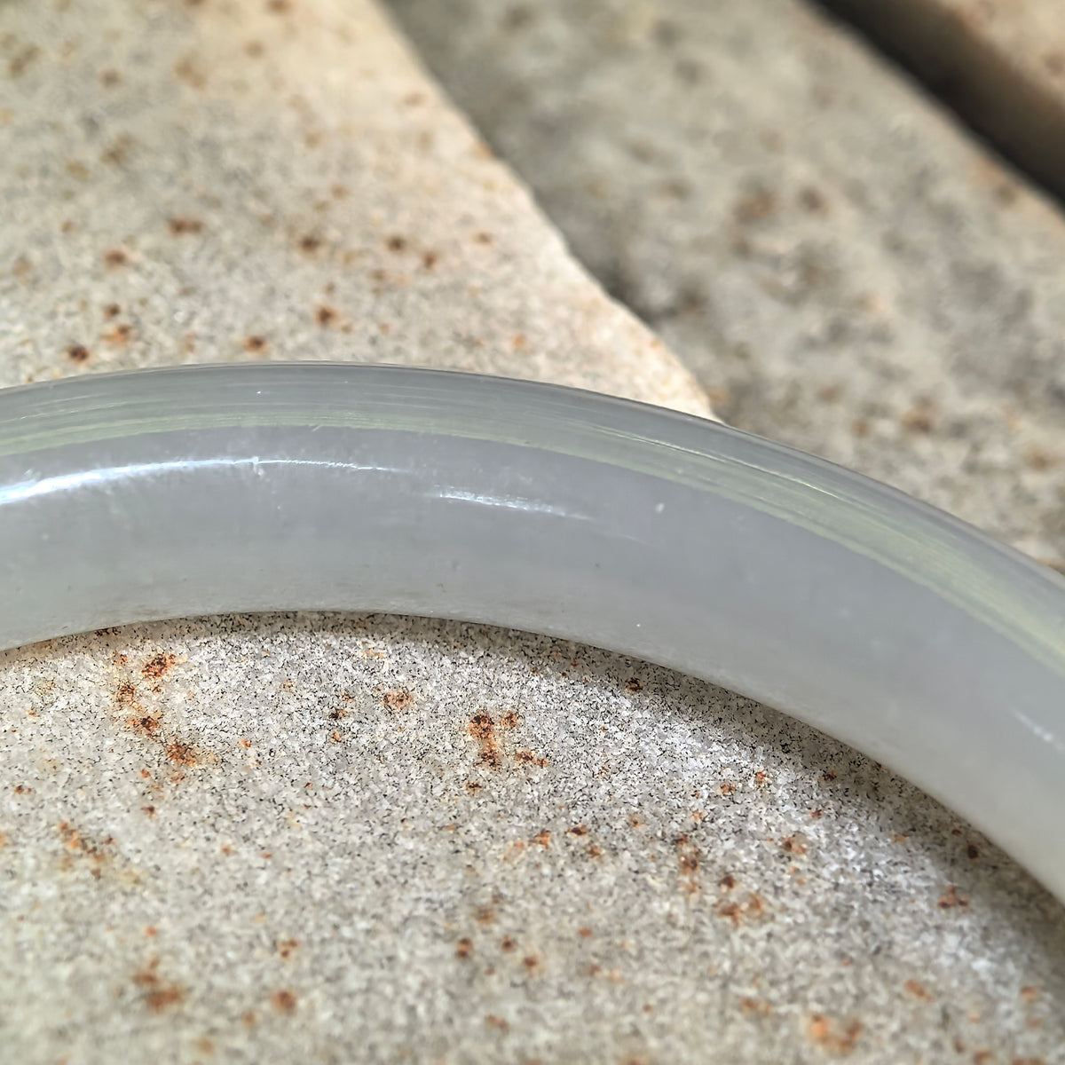 Icy Glutinous White Slim Round Jadeite Bangle -53mm