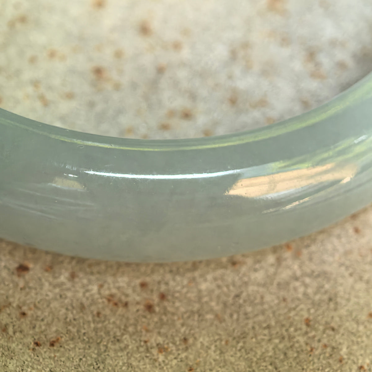 Icy Glutinous Light Green D-Shape Jadeite Bangle -55mm