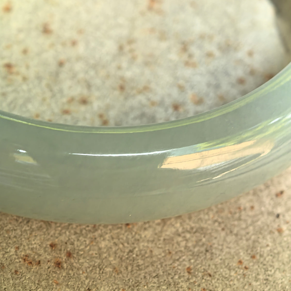 Icy Glutinous Light Green D-Shape Jadeite Bangle -55mm