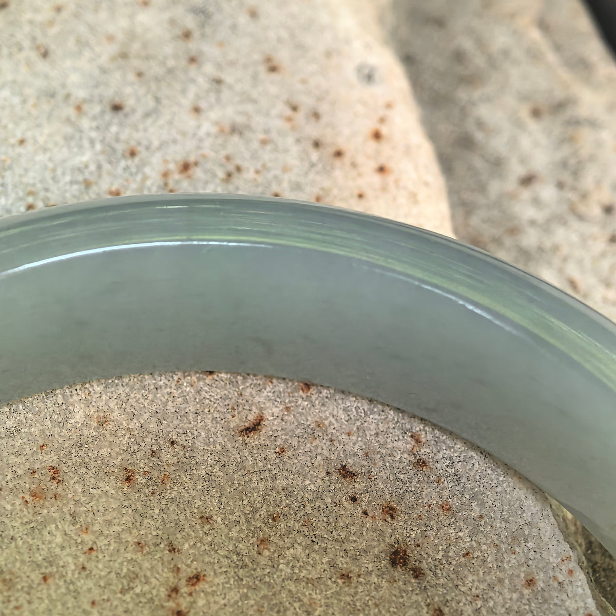 Icy Glutinous Light Green D-Shape Jadeite Bangle -55mm