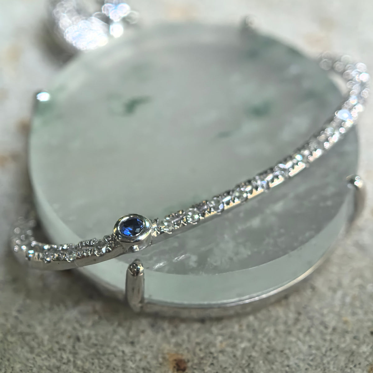 Icy Pale Green Jadeite Planet Pendant with Snowflake-Like Inclusions