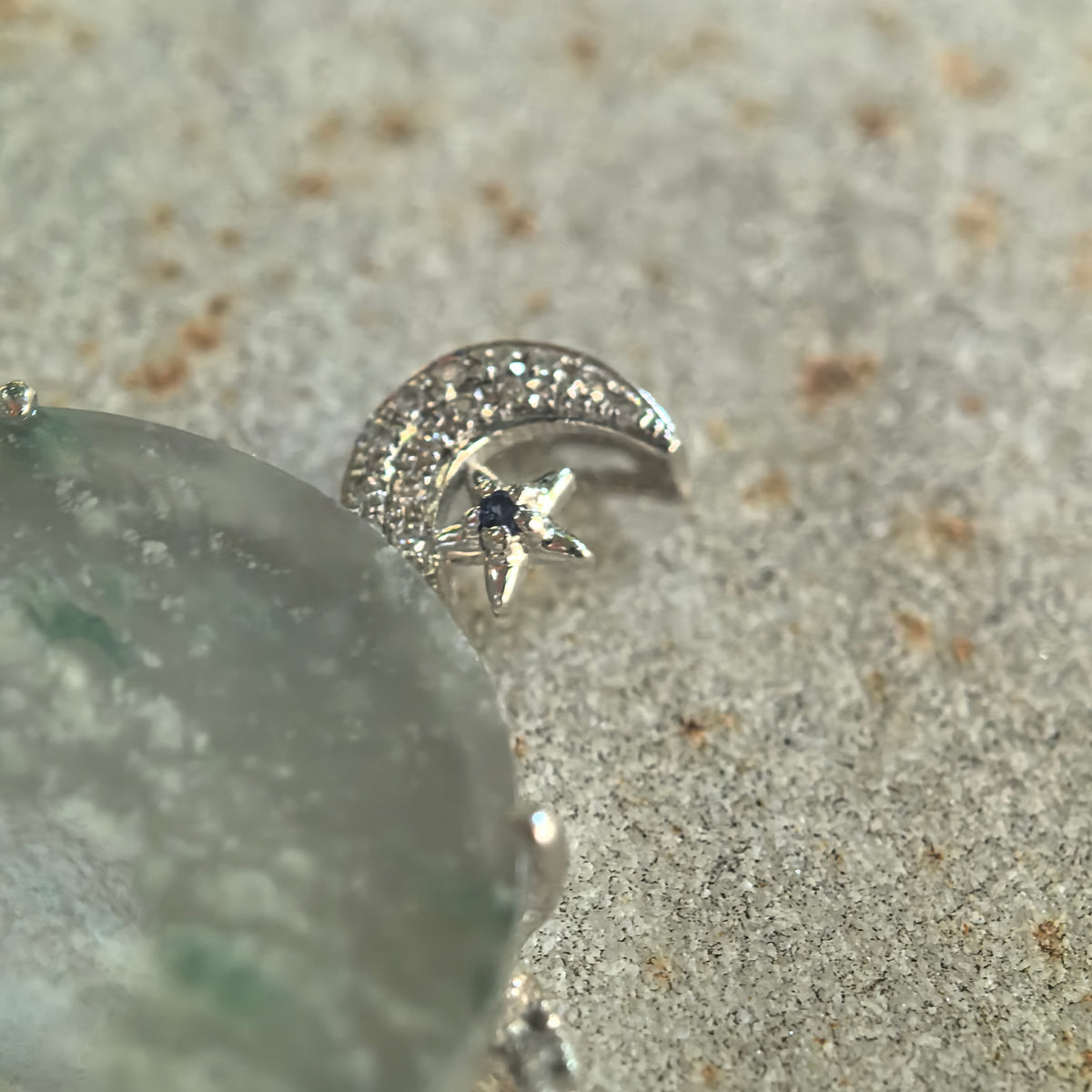 Icy Pale Green Jadeite Planet Pendant with Snowflake-Like Inclusions