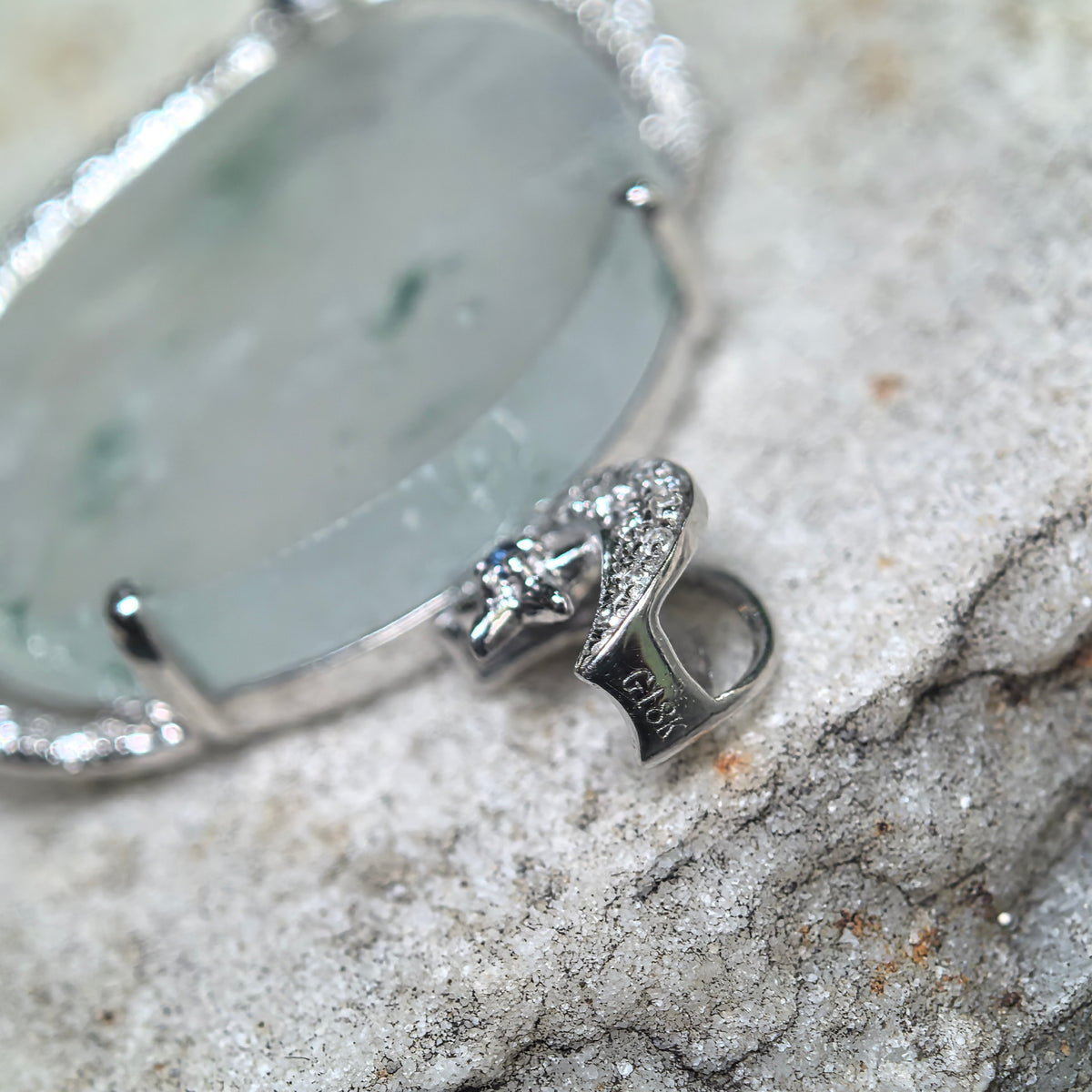 Icy Pale Green Jadeite Planet Pendant with Snowflake-Like Inclusions