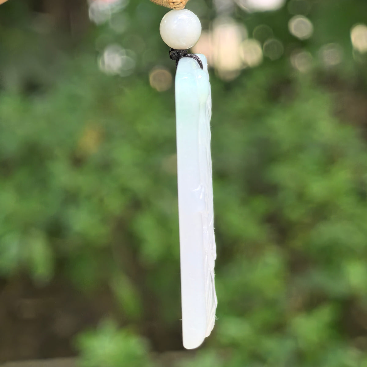 Glutinous Pale Green Ascending Tiger Jadeite Plaque Pendant
