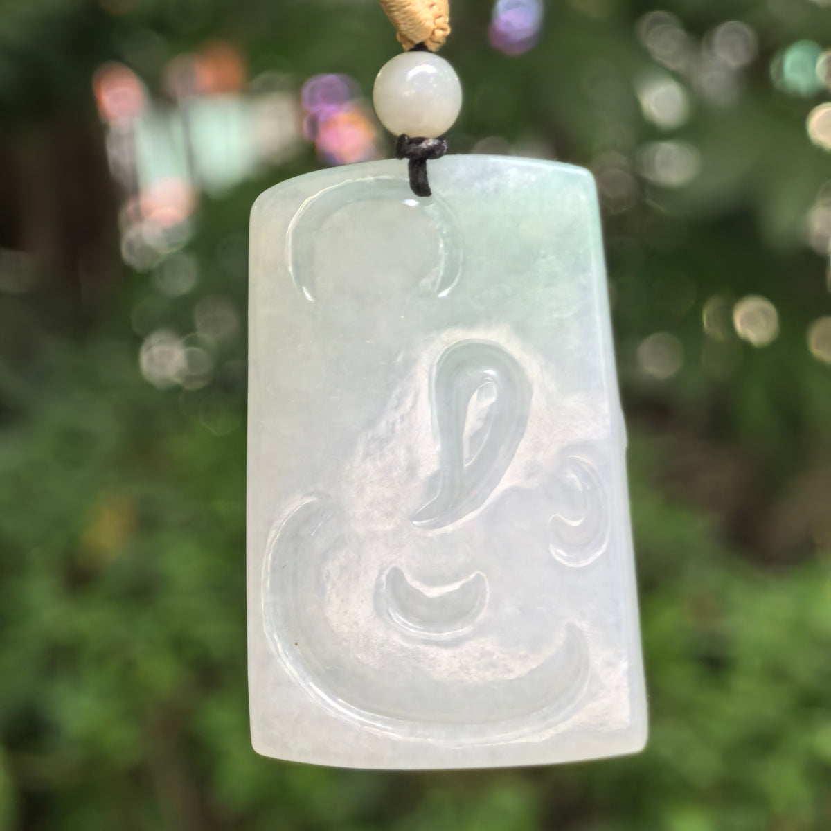 Glutinous Pale Green Ascending Tiger Jadeite Plaque Pendant