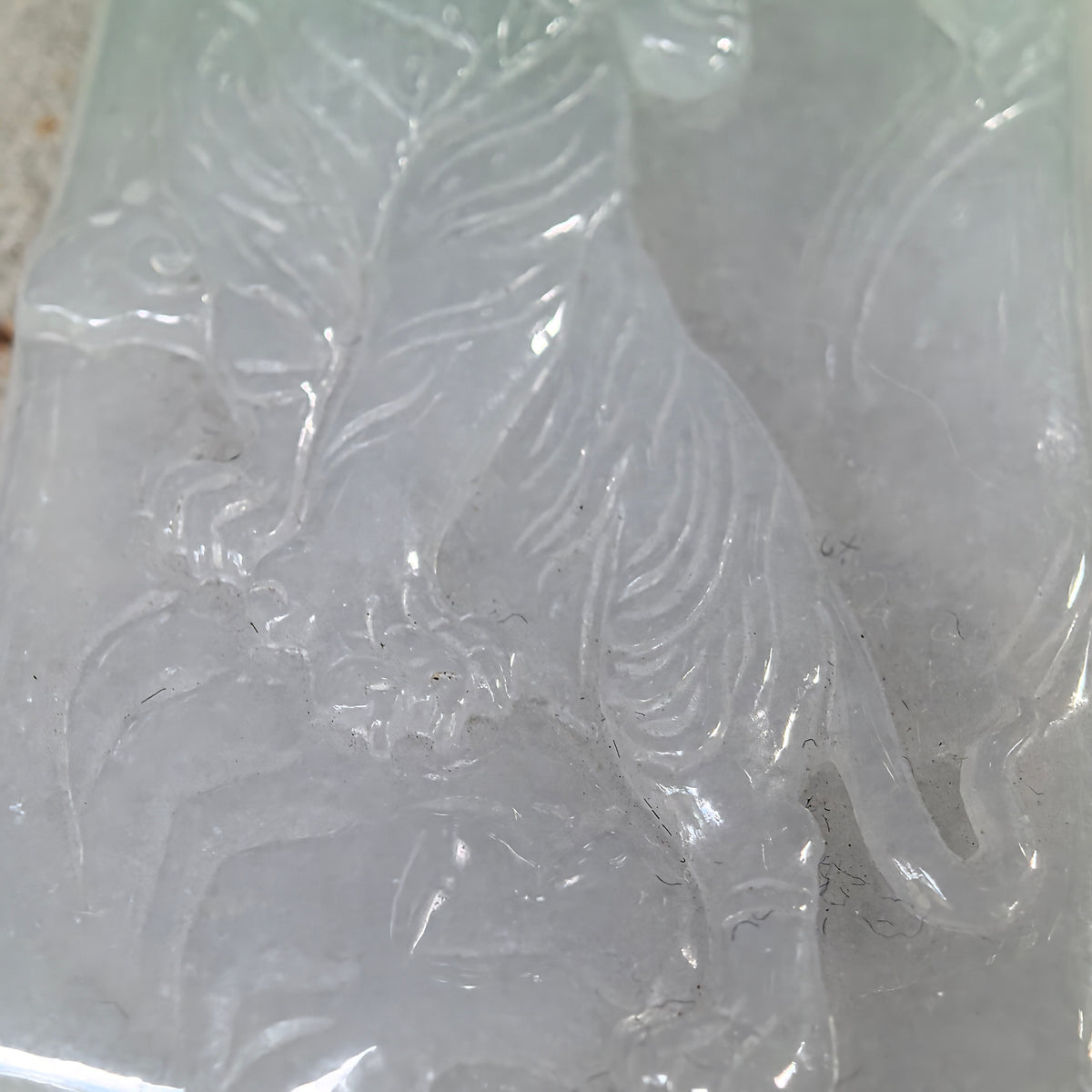 Glutinous Pale Green Ascending Tiger Jadeite Plaque Pendant
