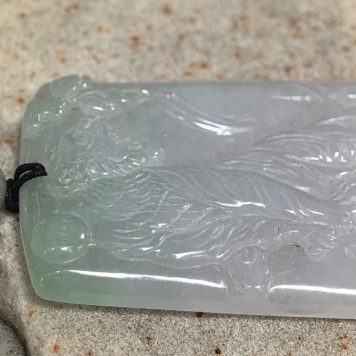 Glutinous Pale Green Ascending Tiger Jadeite Plaque Pendant