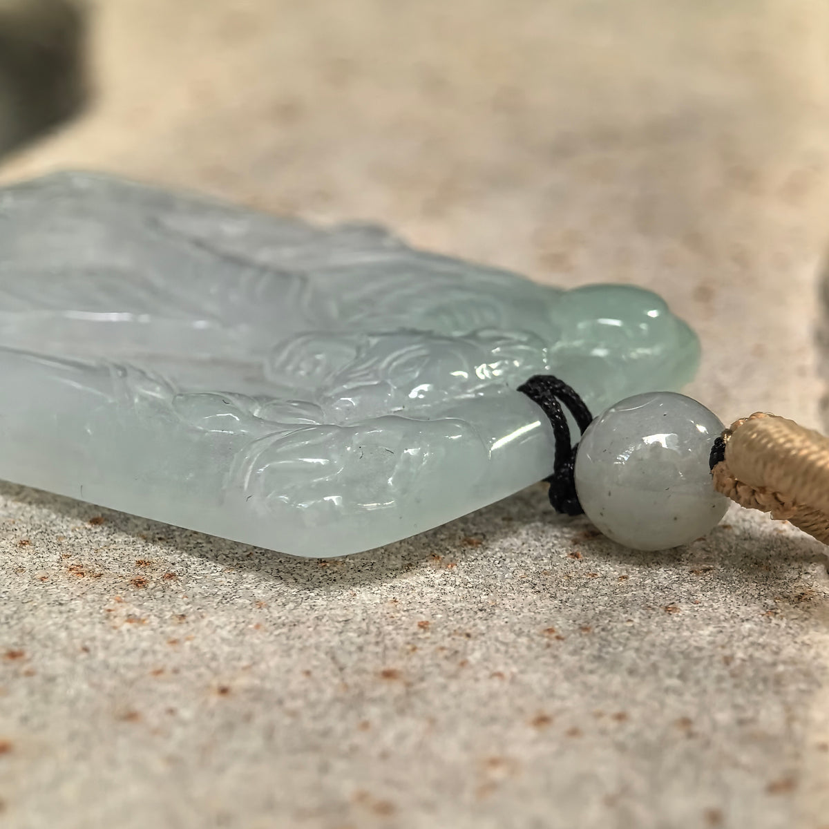 Glutinous Pale Green Ascending Tiger Jadeite Plaque Pendant