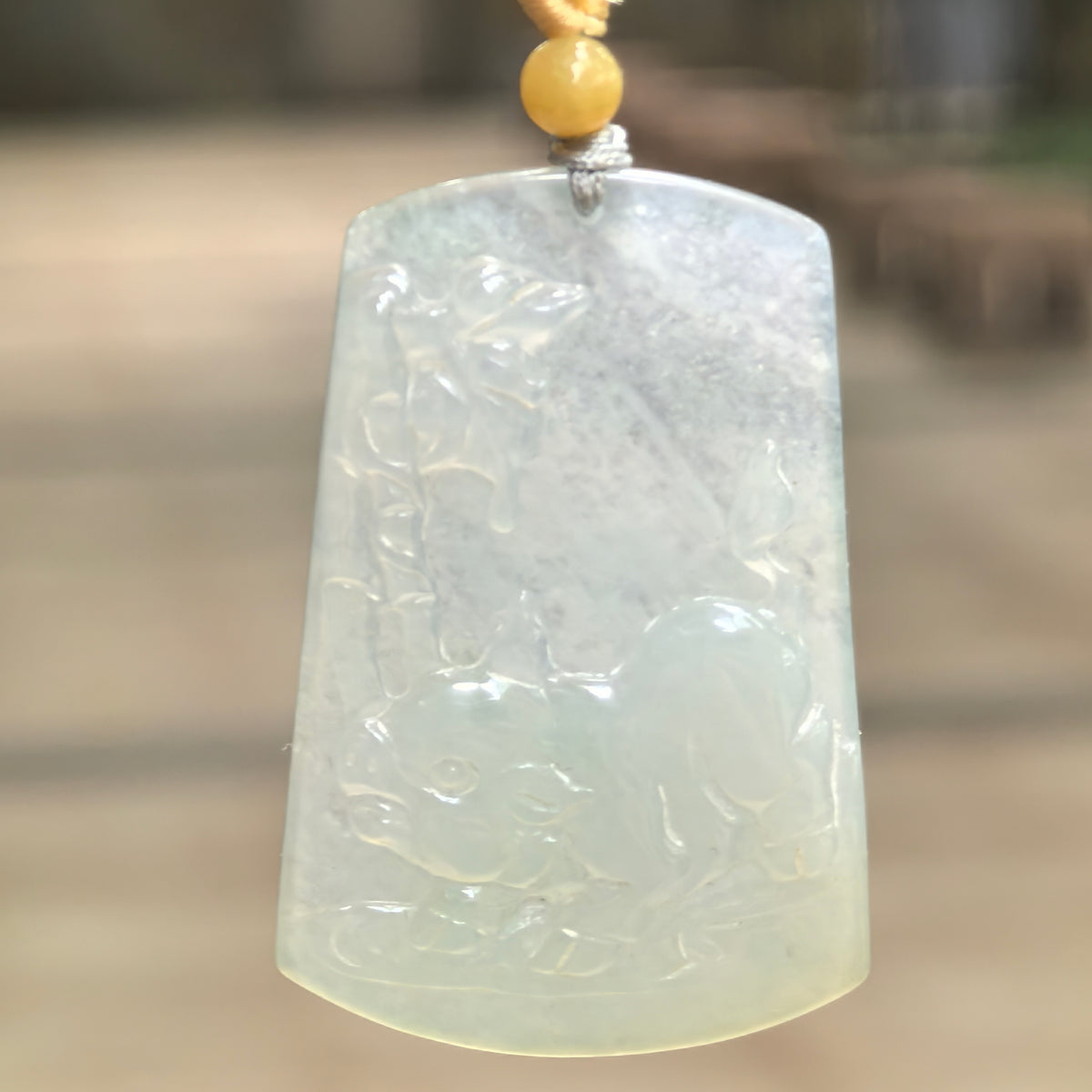 Icy Glutinous Pale Green Jadeite Pig Plaque Pendant