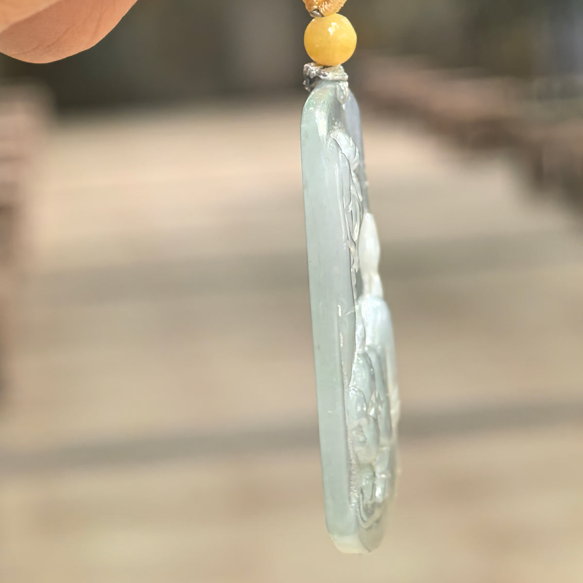 Icy Glutinous Pale Green Jadeite Pig Plaque Pendant