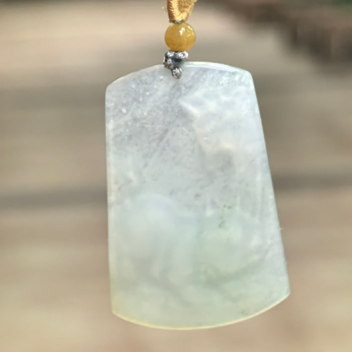 Icy Glutinous Pale Green Jadeite Pig Plaque Pendant