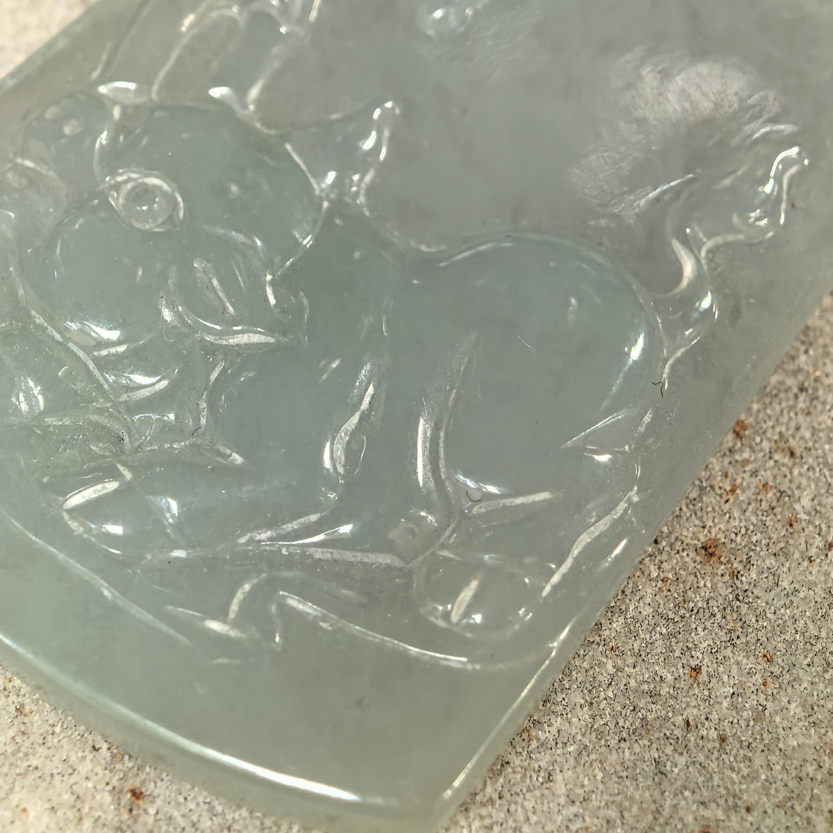 Icy Glutinous Pale Green Jadeite Pig Plaque Pendant