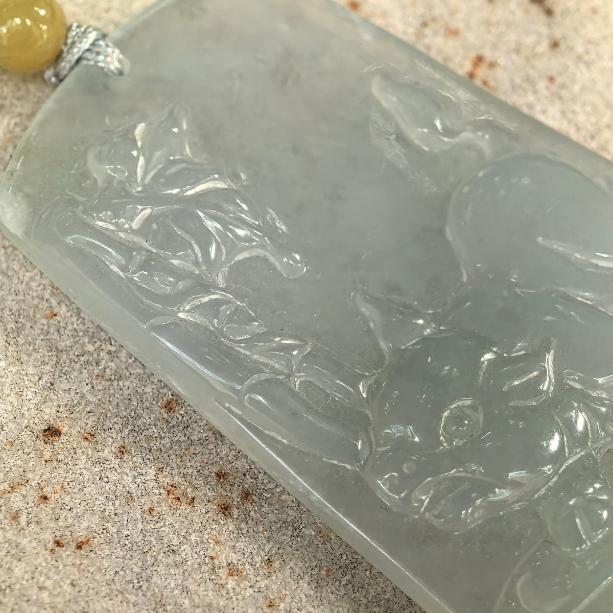 Icy Glutinous Pale Green Jadeite Pig Plaque Pendant