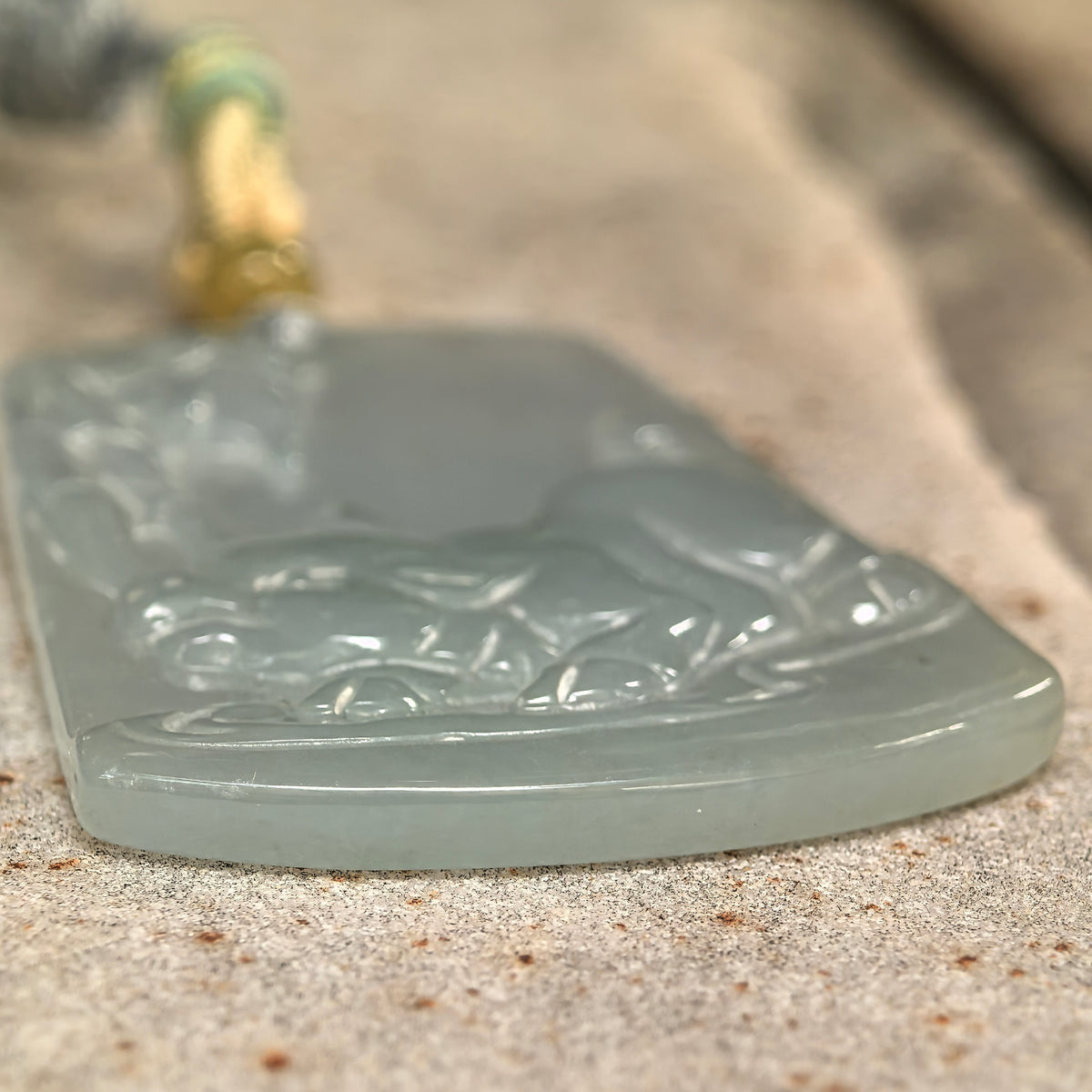 Icy Glutinous Pale Green Jadeite Pig Plaque Pendant