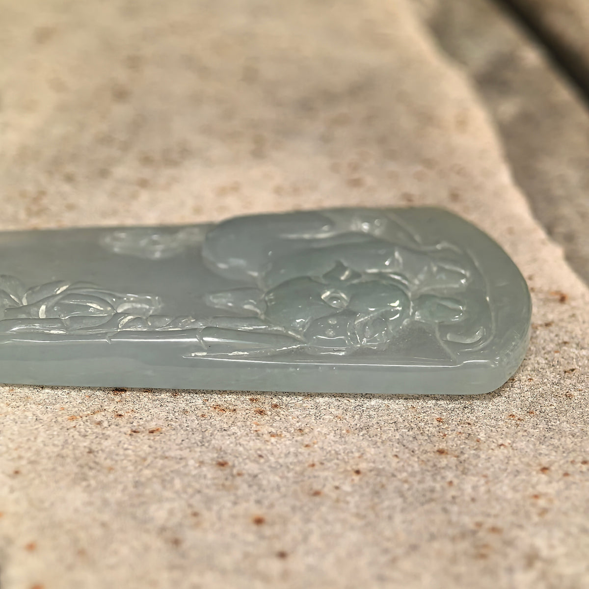 Icy Glutinous Pale Green Jadeite Pig Plaque Pendant