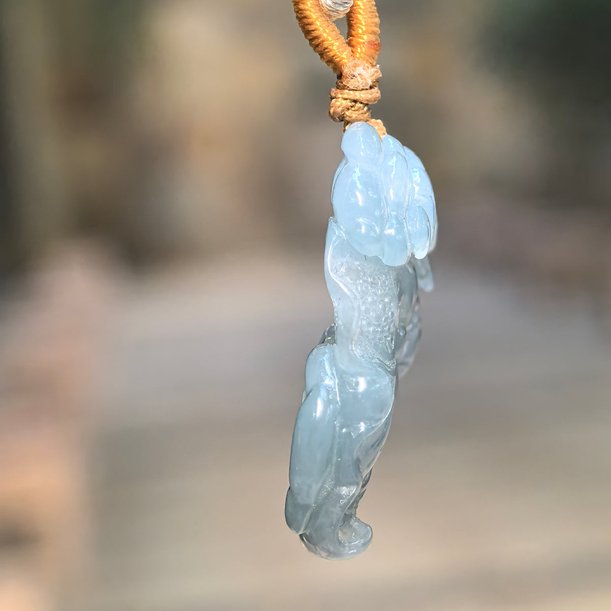 Icy Glutinous Blue Lotus Jadeite Pendant