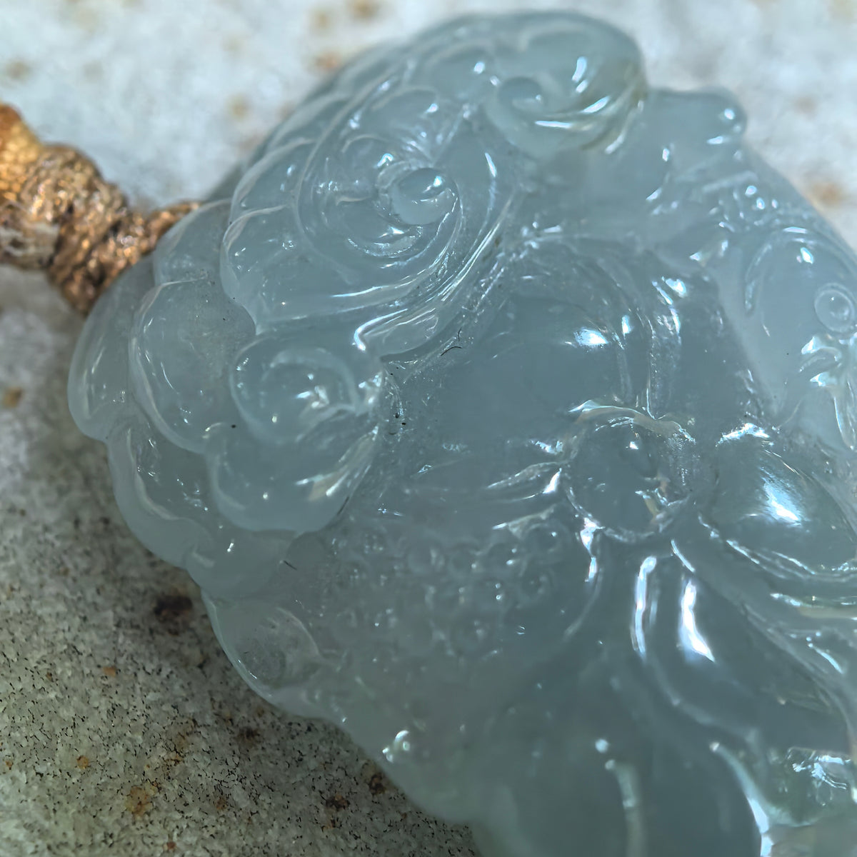 Icy Glutinous Blue Lotus Jadeite Pendant