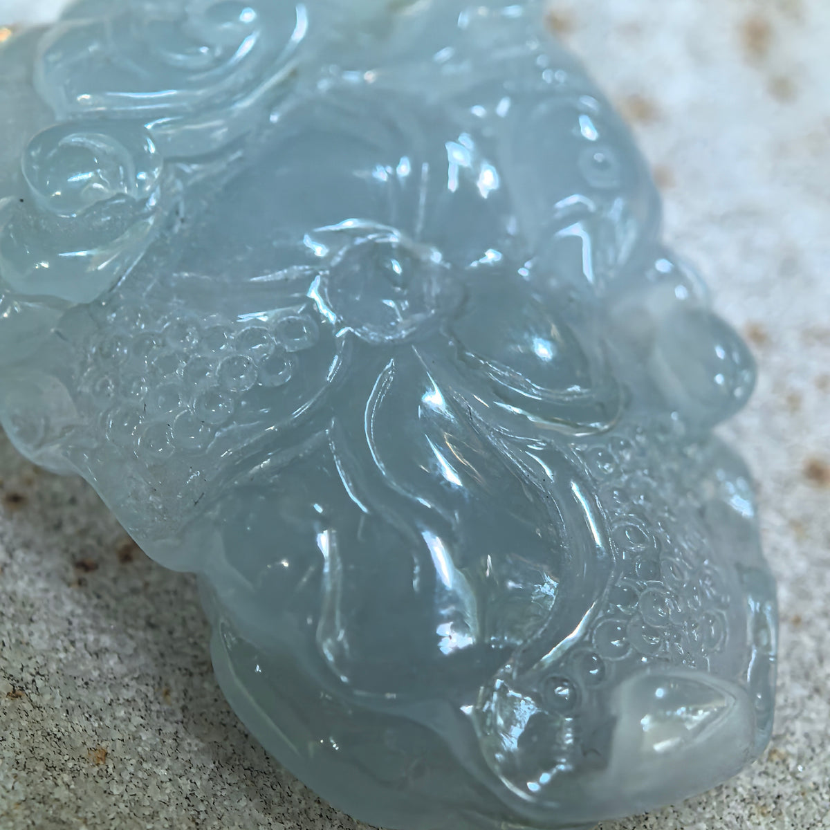 Icy Glutinous Blue Lotus Jadeite Pendant