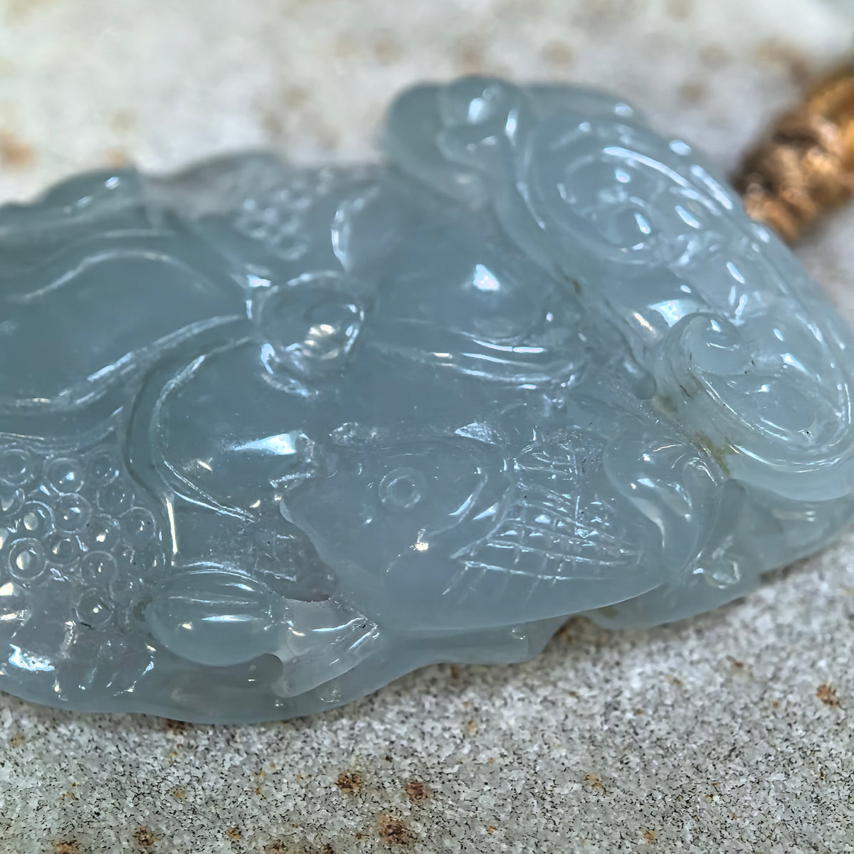 Icy Glutinous Blue Lotus Jadeite Pendant