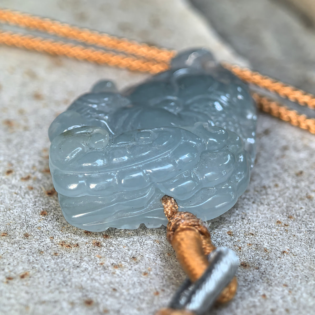 Icy Glutinous Blue Lotus Jadeite Pendant