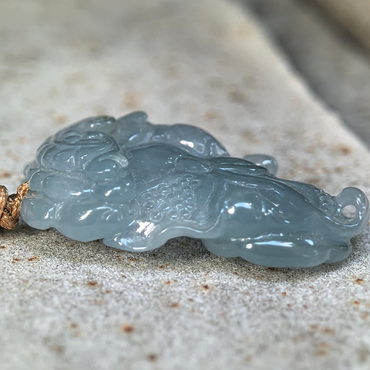 Icy Glutinous Blue Lotus Jadeite Pendant