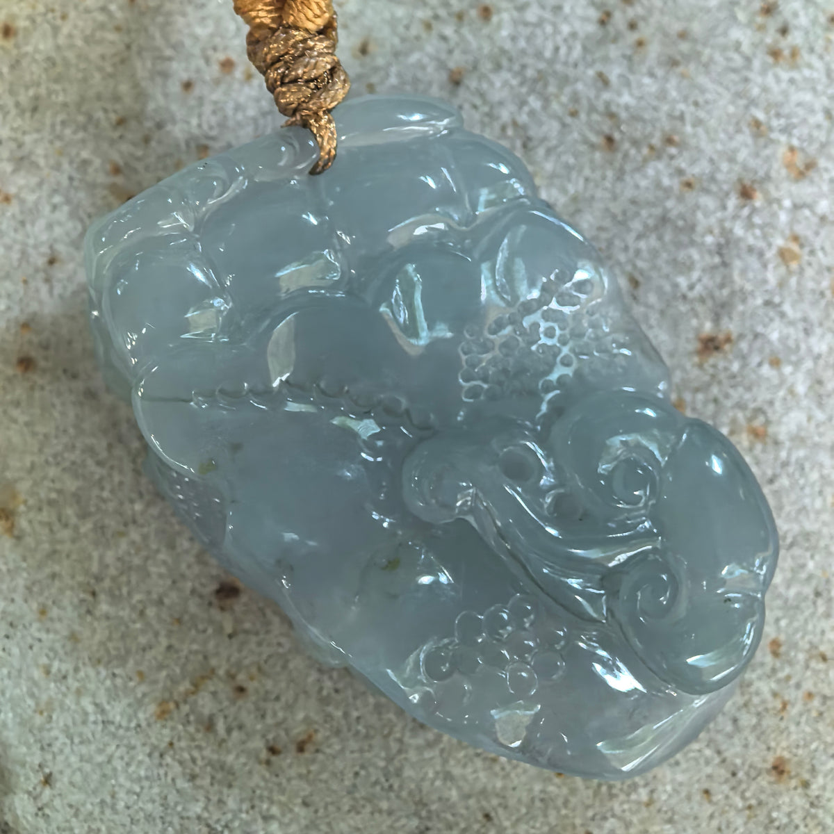 Icy Glutinous Blue Lotus Jadeite Pendant