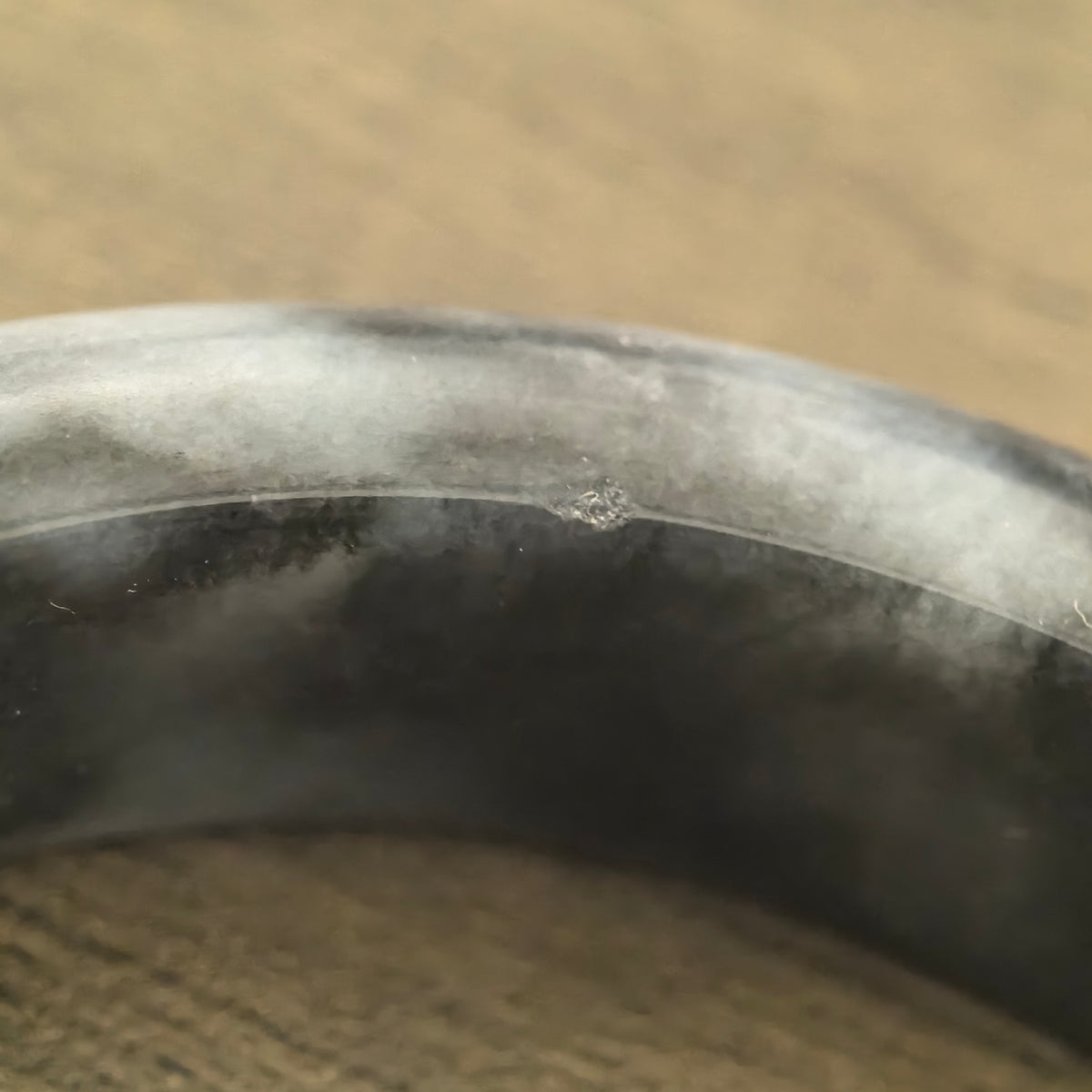 Glutinous Black-and-Green D-Shape Jadeite Bangle – 60mm