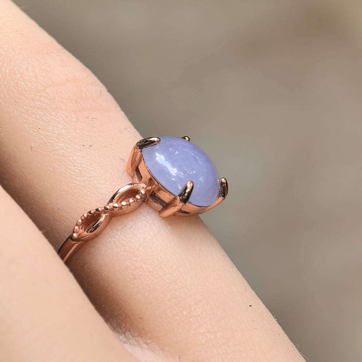 Glutinous Purple Round Jadeite Ring -US6.5 Adjustable