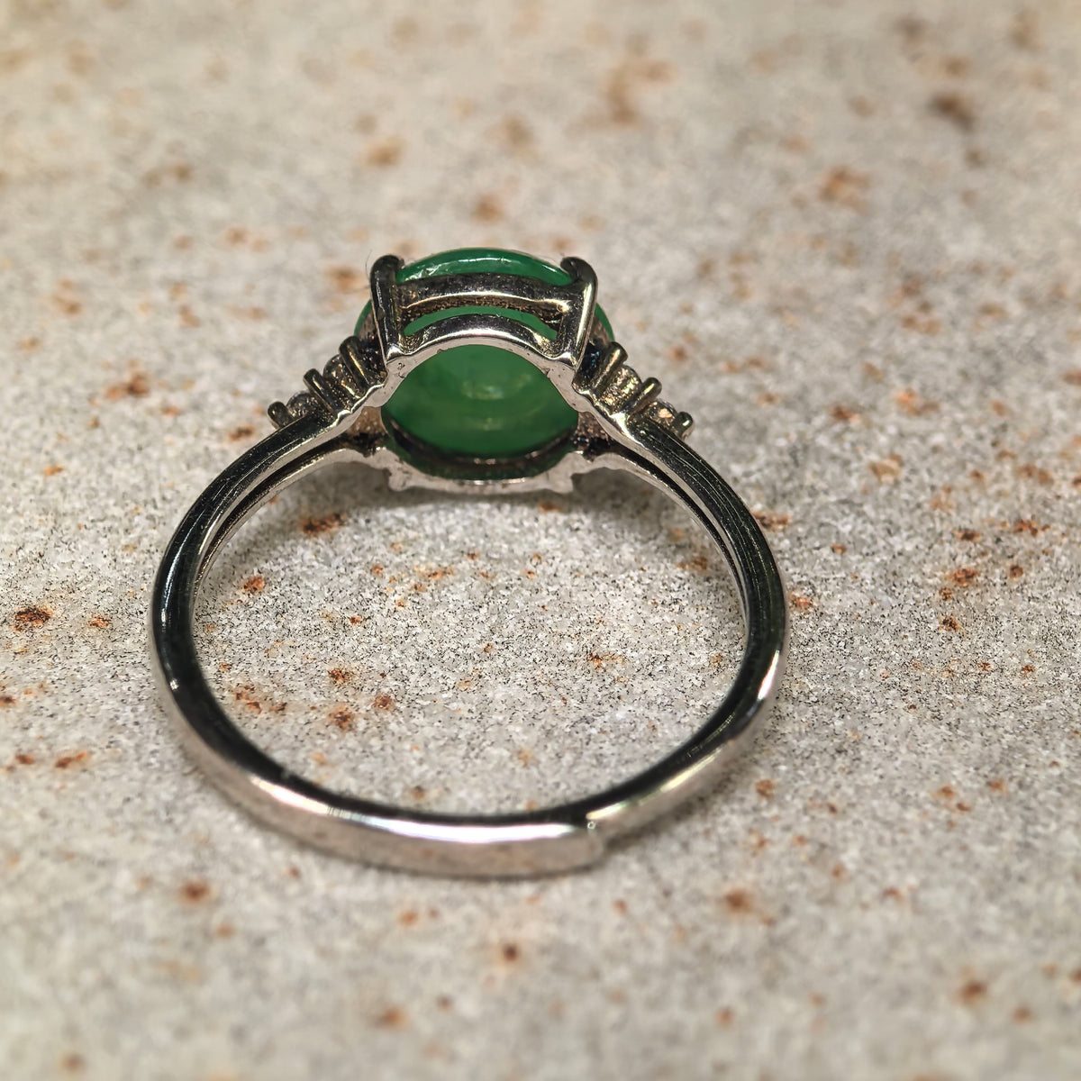 Glutinous Green Round Jadeite Ring -US7.75 Adjustable