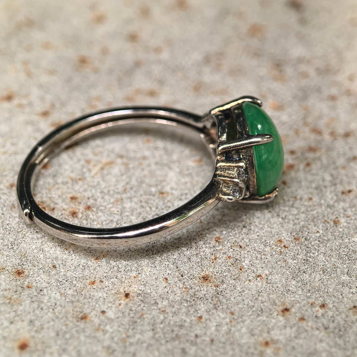 Glutinous Green Round Jadeite Ring -US7.75 Adjustable