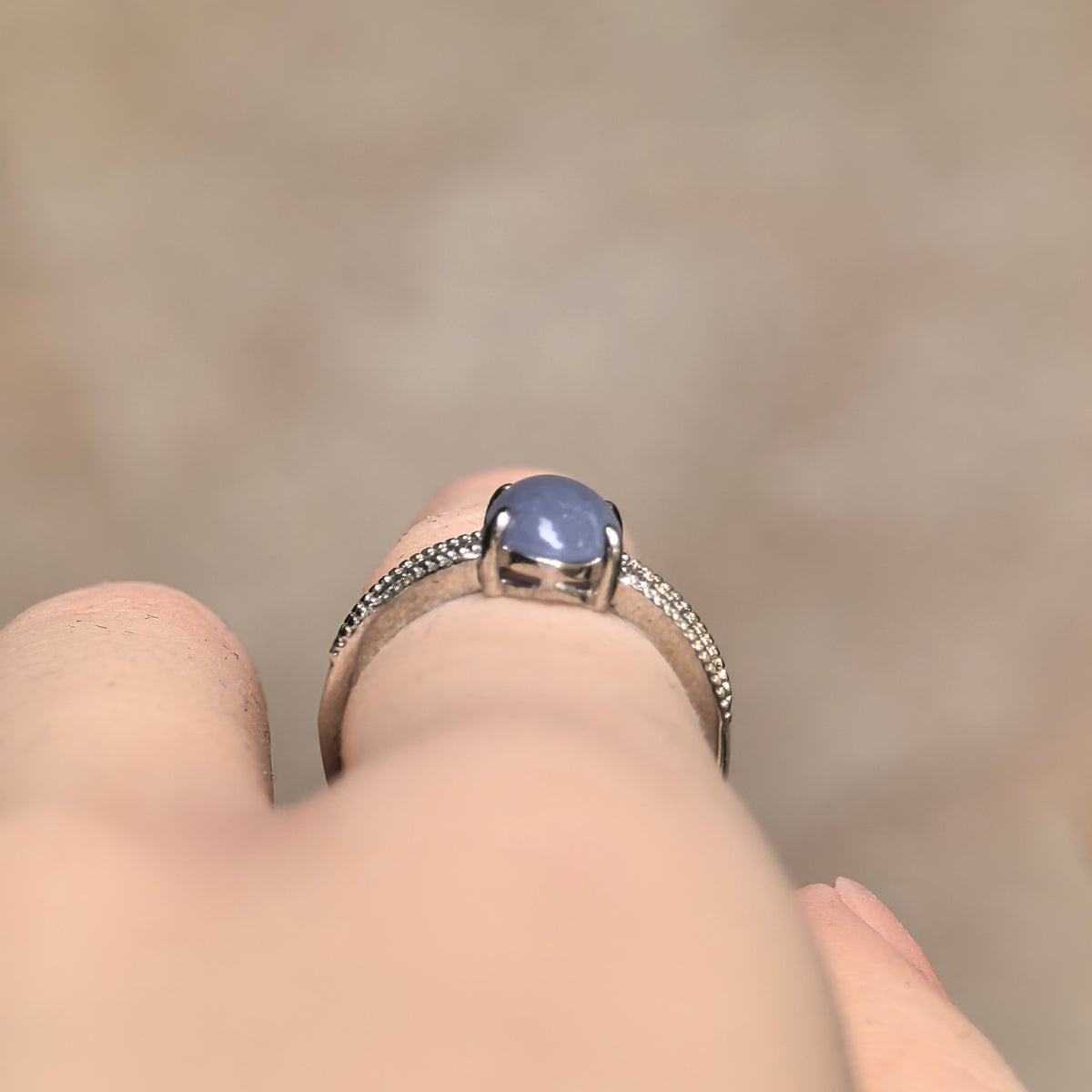 Glutinous Purple Oval Jadeite Ring -US6.5 Adjustable