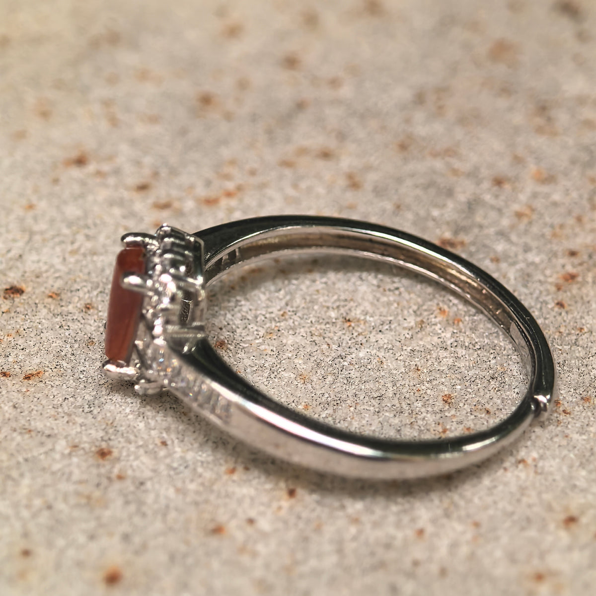 Icy Glutinous Red Rectangular Jadeite Ring -US8 Adjustable