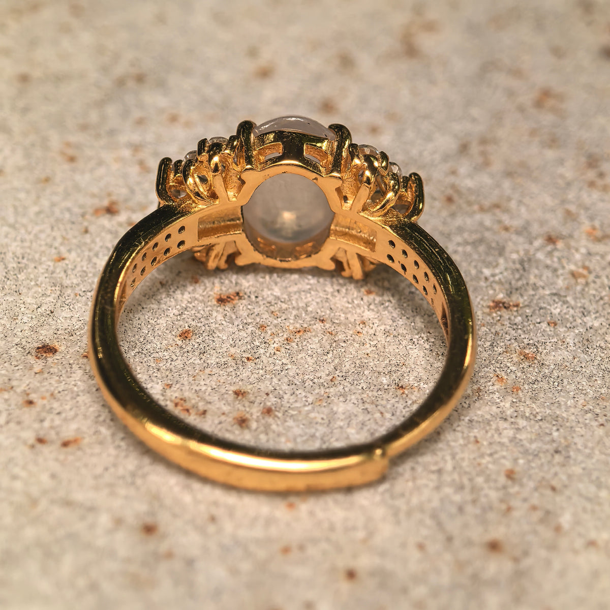 Icy Glutinous White Oval Jadeite Ring -US6.75 Adjustable