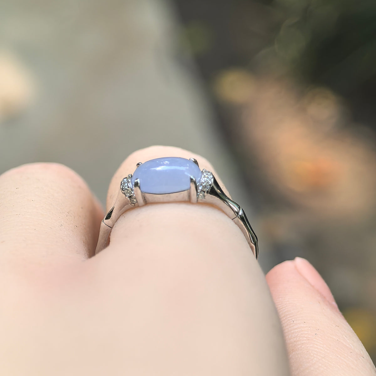 Icy Glutinous Purple Oval Jadeite Ring -US7.5 Adjustable