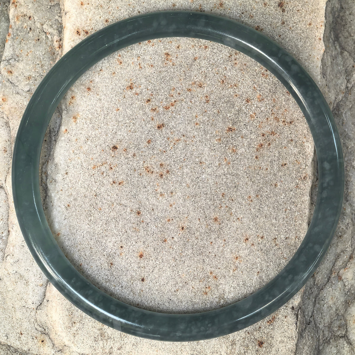 Icy Glutinous Green Slim Round Jadeite Bangle -59mm