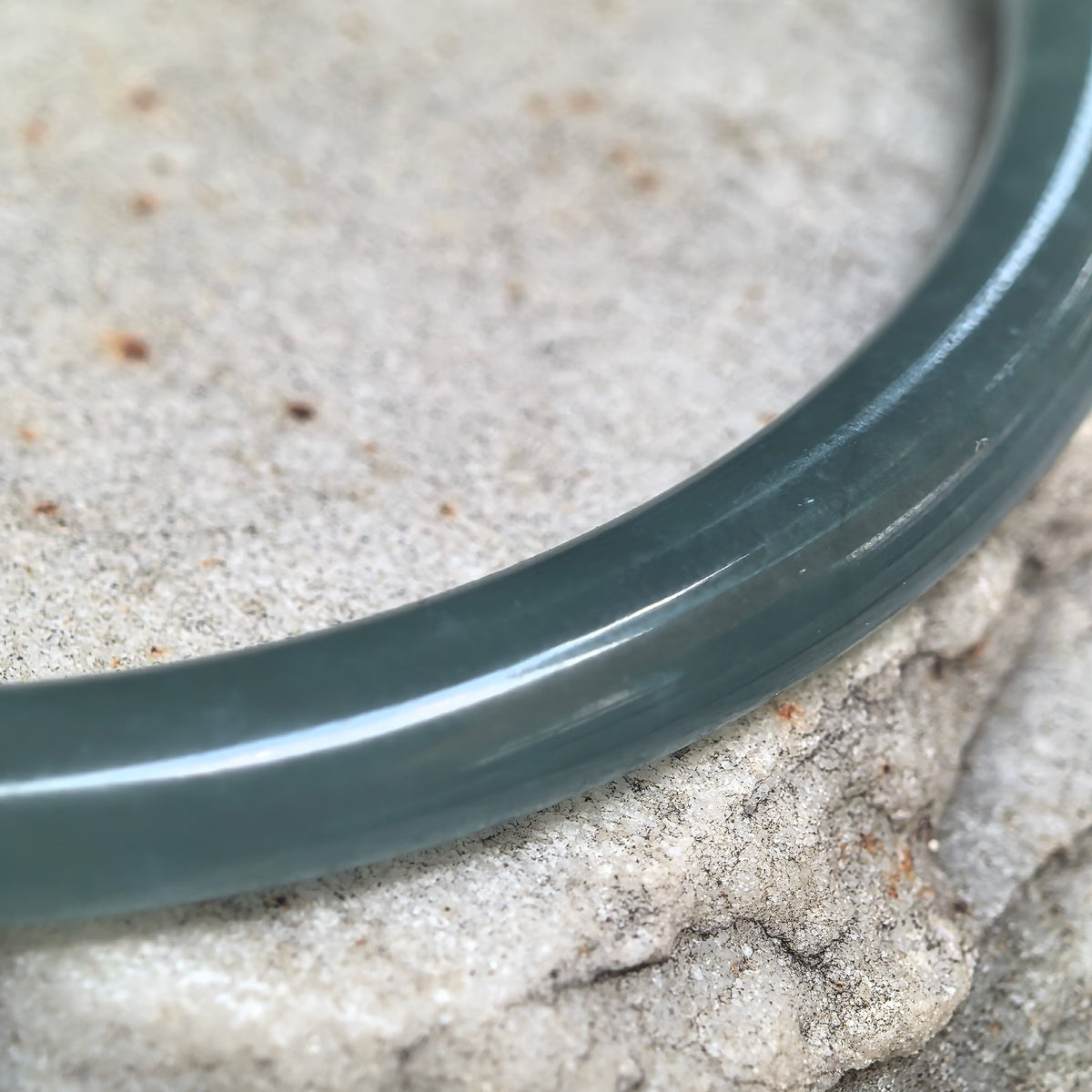 Icy Glutinous Green Slim Round Jadeite Bangle -59mm
