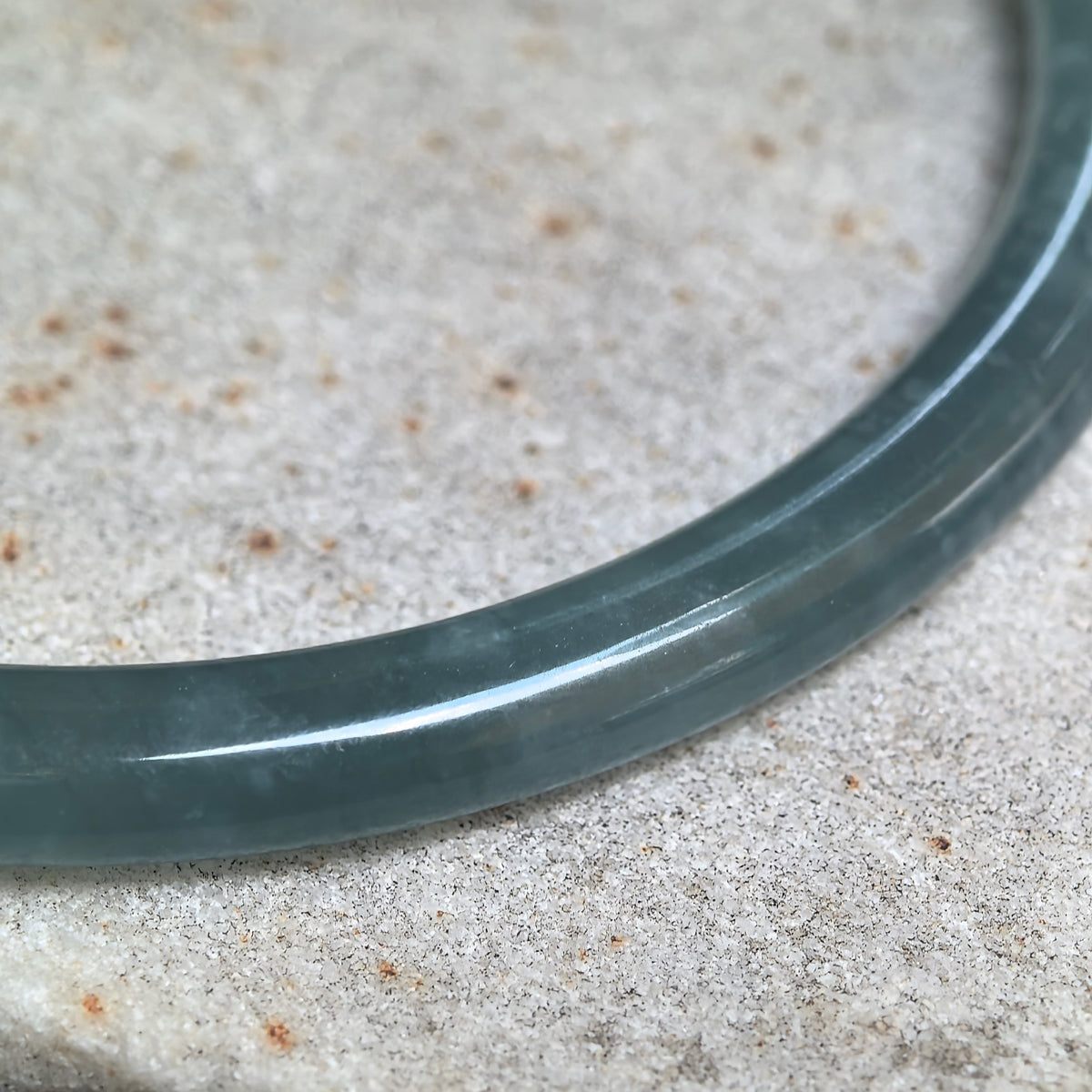 Icy Glutinous Green Slim Round Jadeite Bangle -59mm