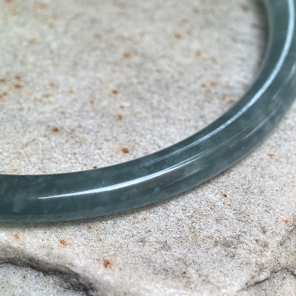 Icy Glutinous Green Slim Round Jadeite Bangle -59mm