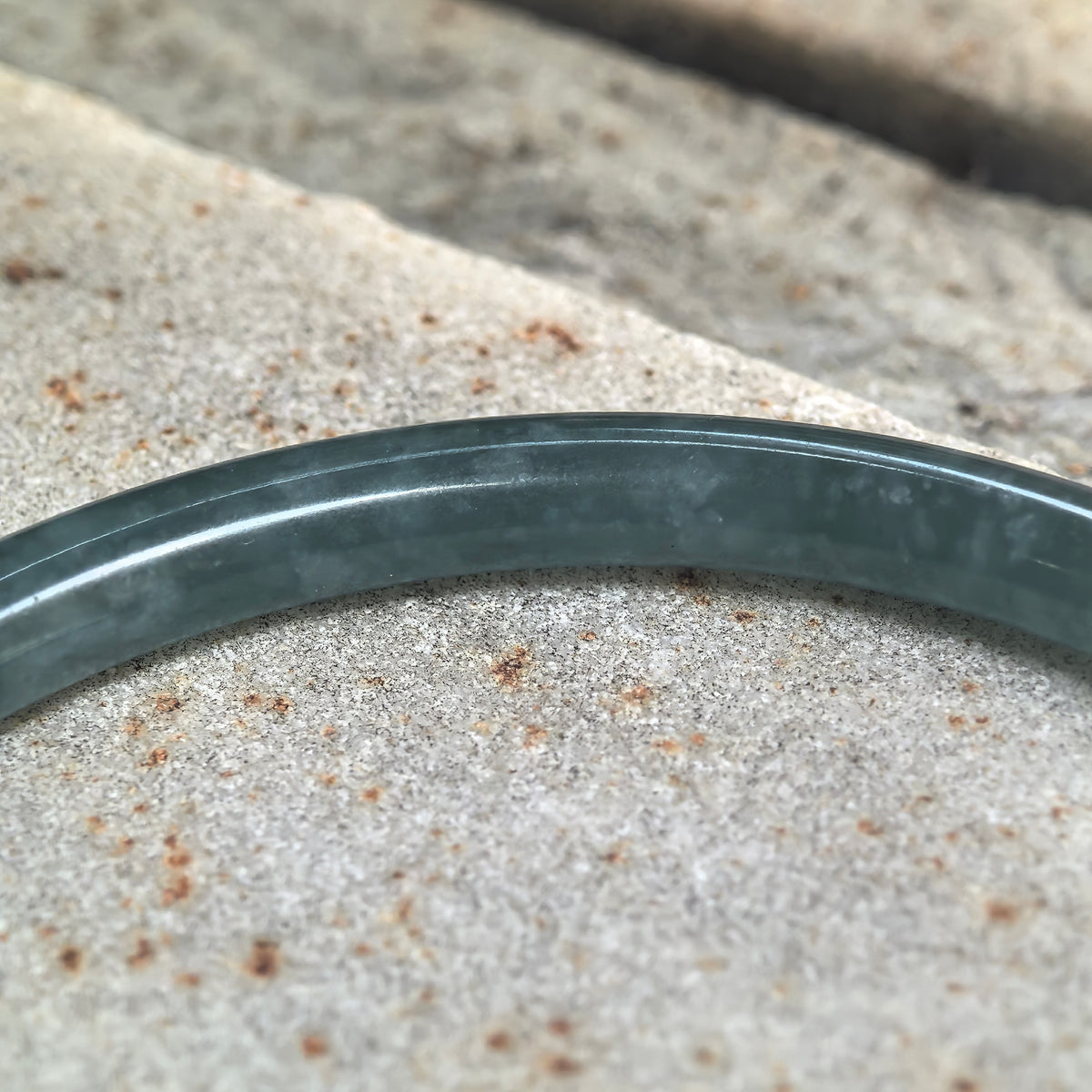 Icy Glutinous Green Slim Round Jadeite Bangle -59mm