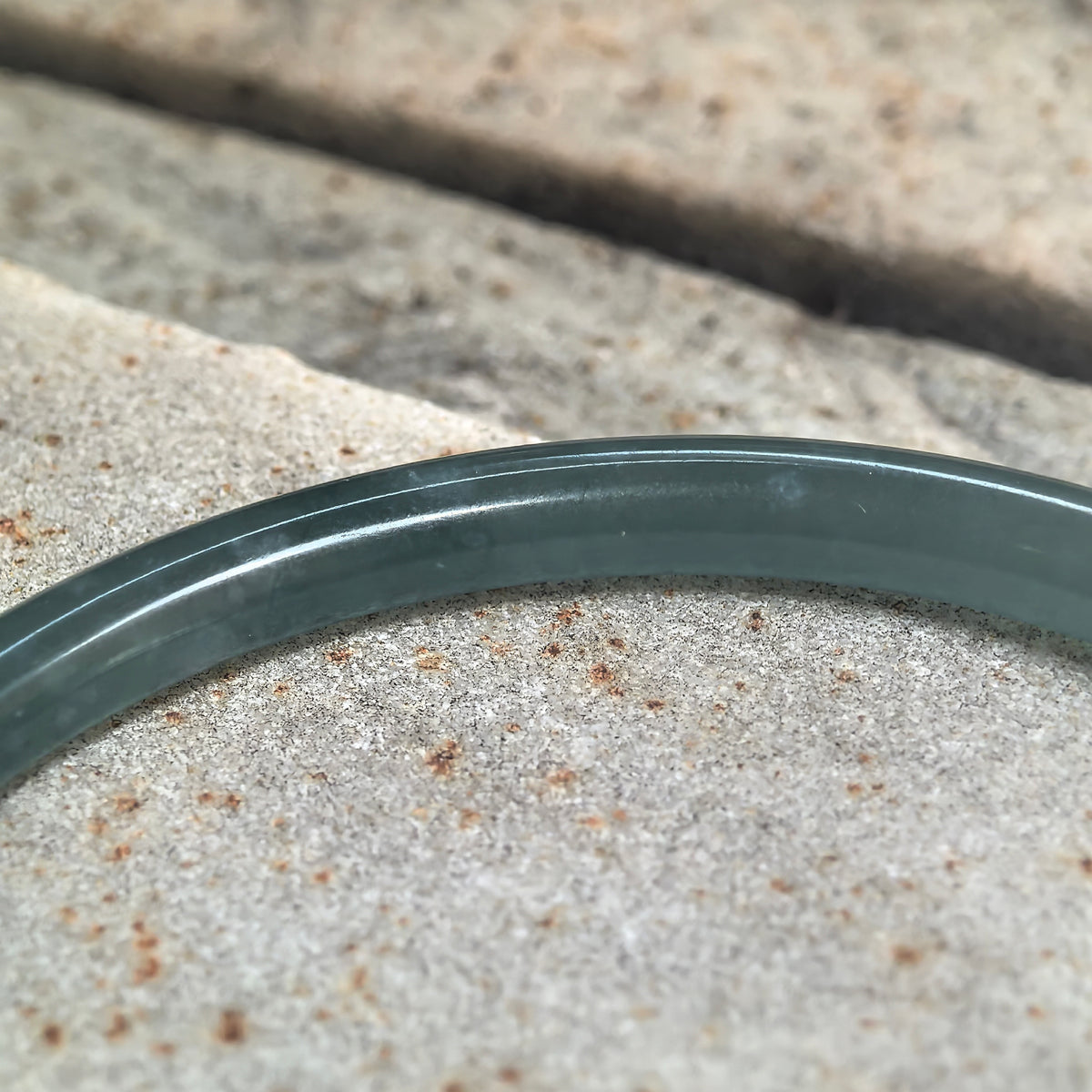 Icy Glutinous Green Slim Round Jadeite Bangle -59mm