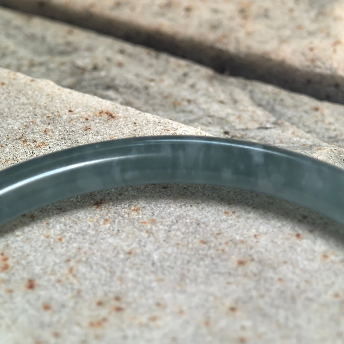 Icy Glutinous Green Slim Round Jadeite Bangle -59mm