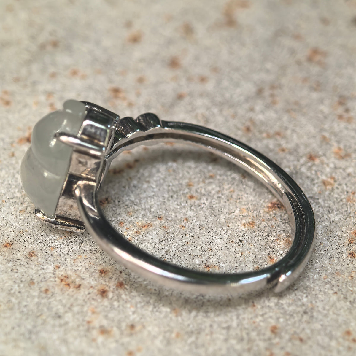 Icy Glutinous White Gourd Hulu Jadeite Ring -US6.5 Adjustable