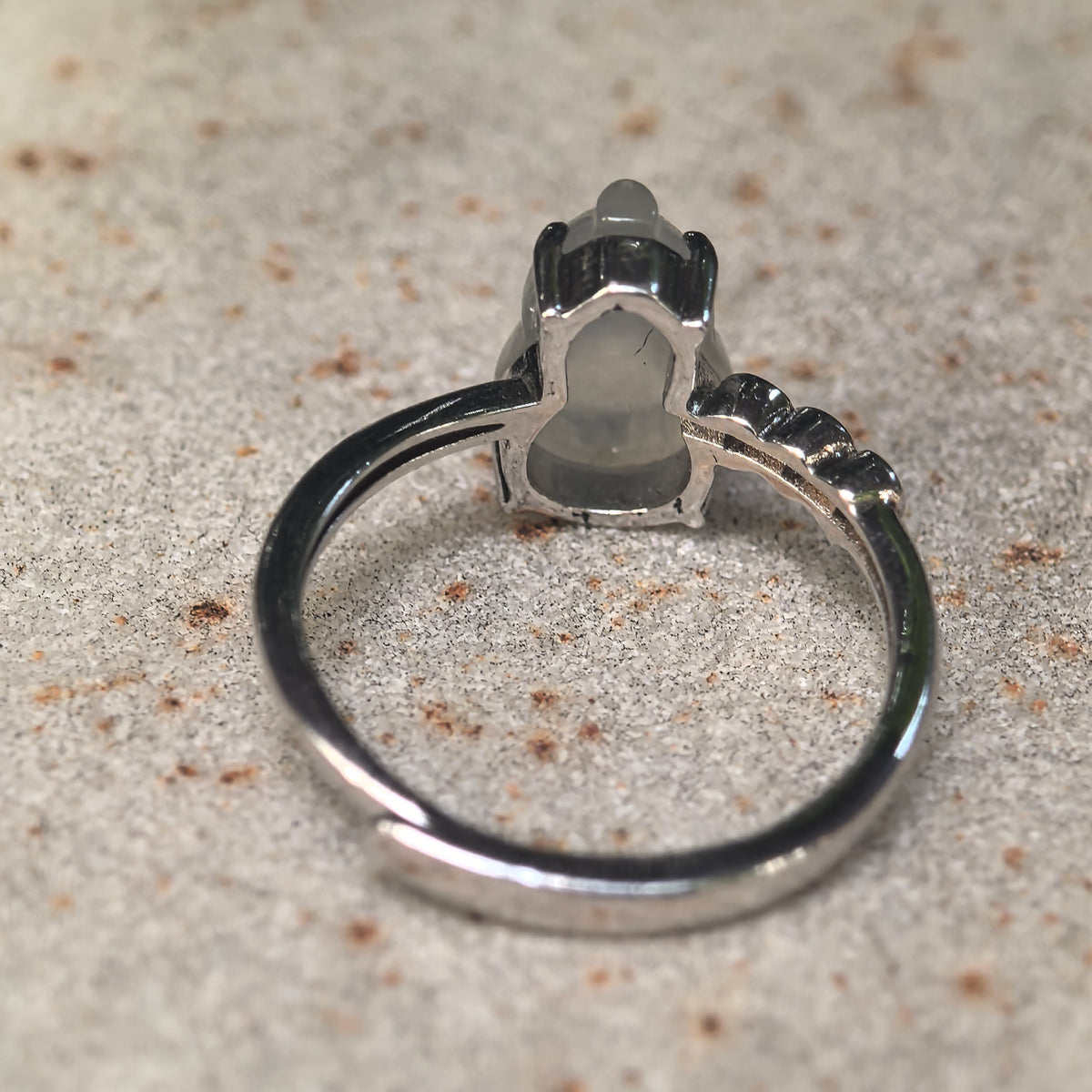 Icy Glutinous White Gourd Hulu Jadeite Ring -US6.5 Adjustable