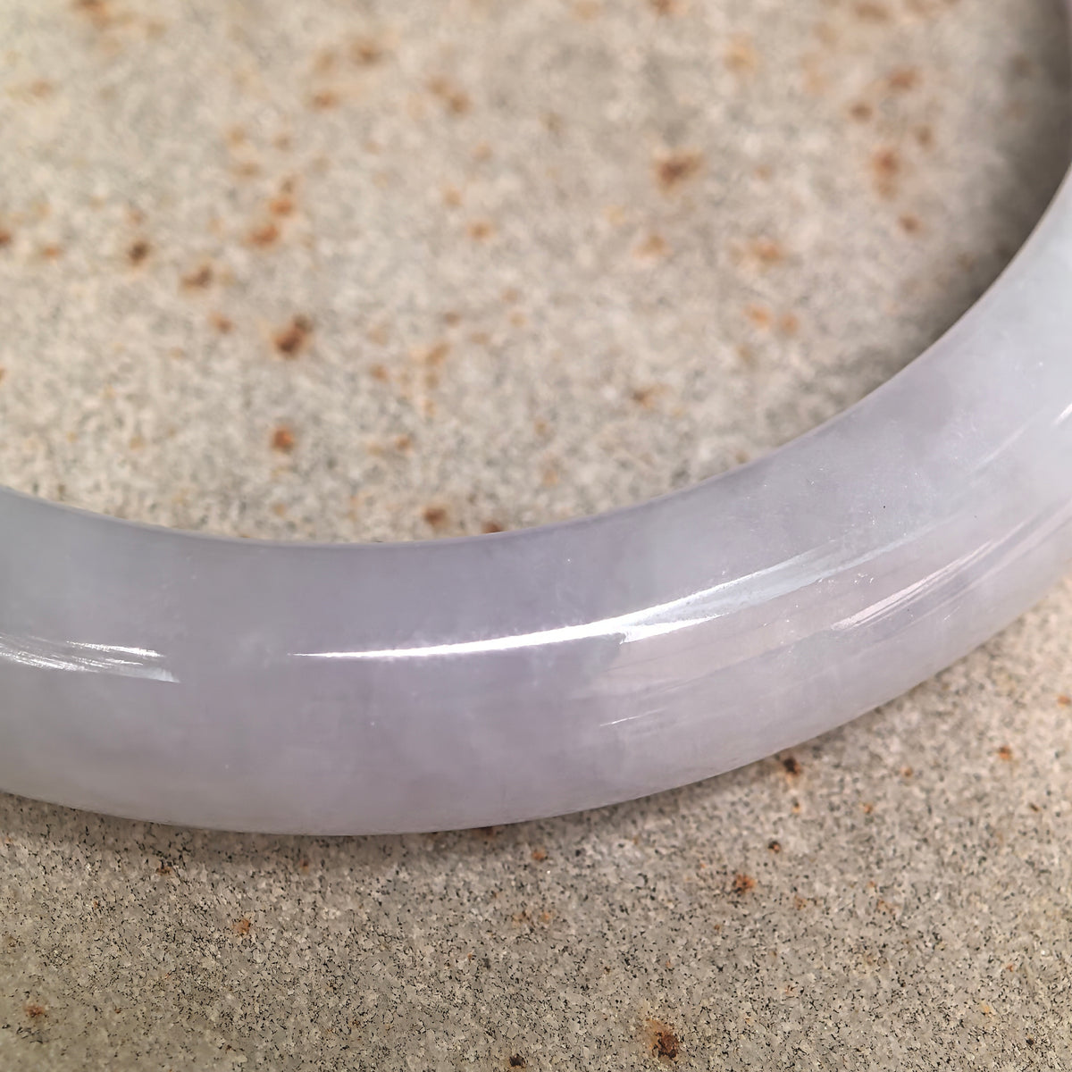Glutinous Pale Lavender and Light Green D-Shape Jadeite Bangle -52mm