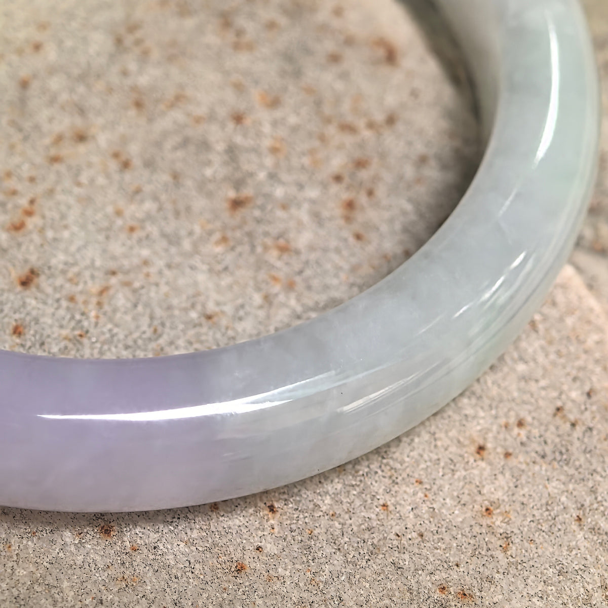 Glutinous Pale Lavender and Light Green D-Shape Jadeite Bangle -52mm