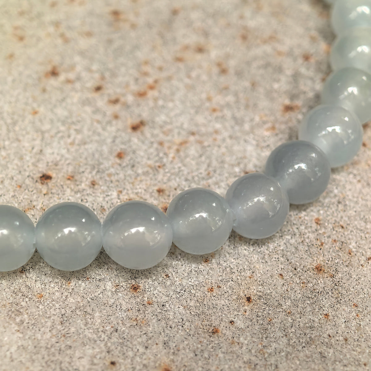 Icy White Round Bead Jadeite Bracelet -6mm