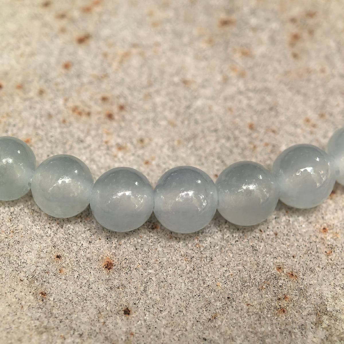 Icy White Round Bead Jadeite Bracelet -6mm