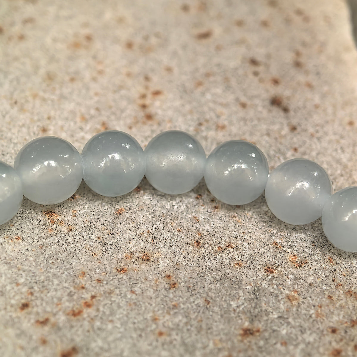 Icy White Round Bead Jadeite Bracelet -6mm
